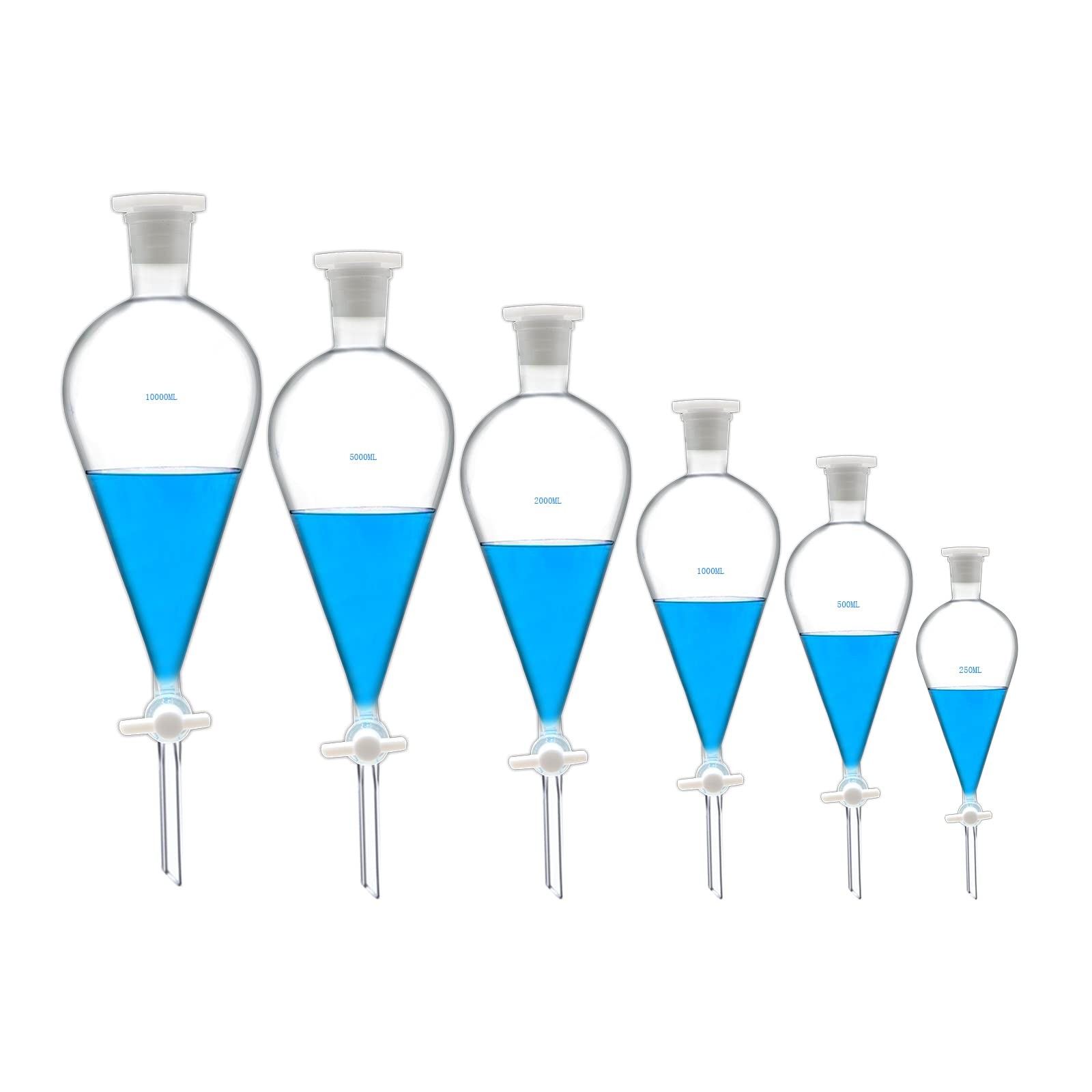 Borosilicate Glass 1000ML Separating Funnel Heavy Wall Conical 1000mL