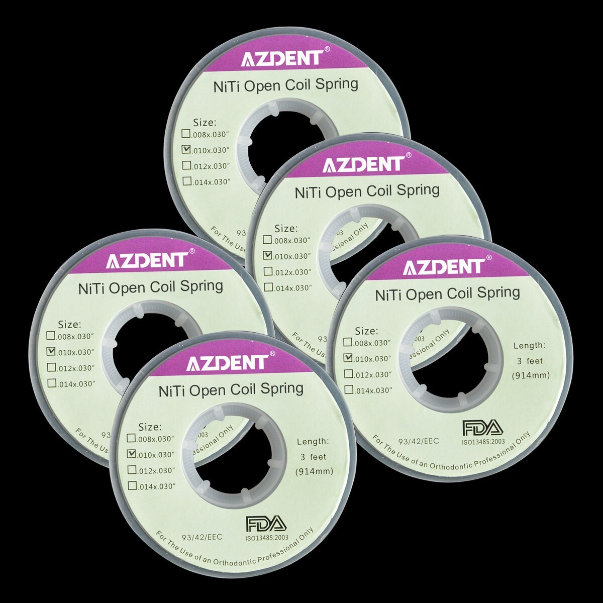 5X Dental Orthodontic Niti Open Coil Springs 010x030 inch, 3 feet (914mm)