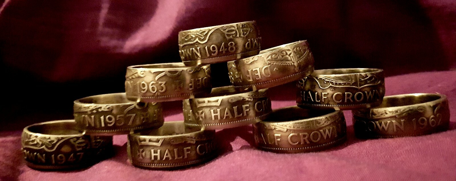 Coin Rings Size T To Z British Half Crown Coin Rings