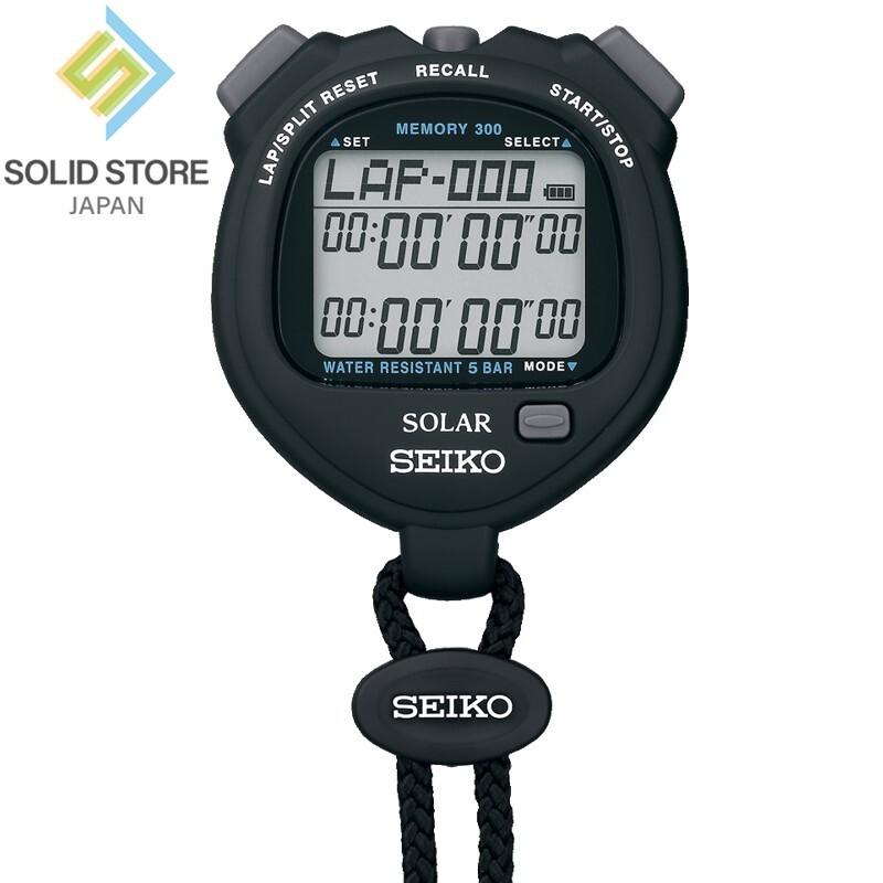 SEIKO Standard Solar Stopwatch SVAJ001 Digital Black Memory 300