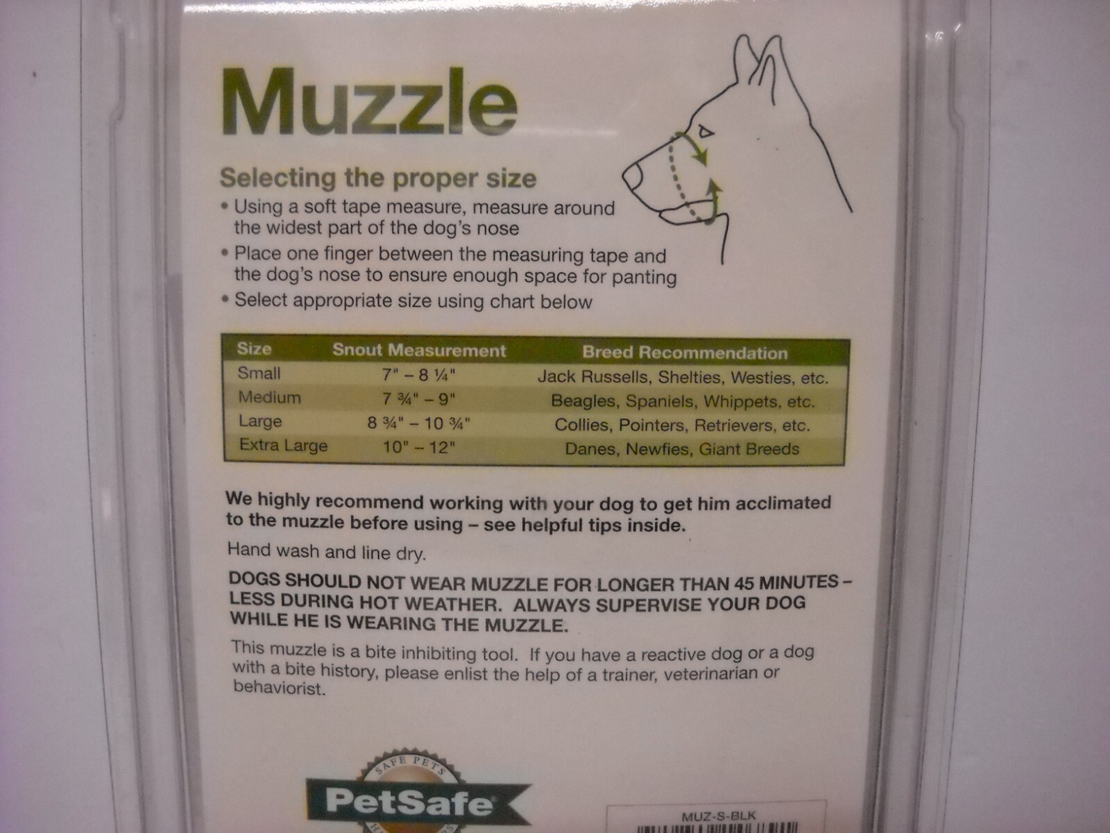 New Petsafe Muzzle Small Breeds, Black Padded for Comfort & Adjustable MUZ-S-BLK