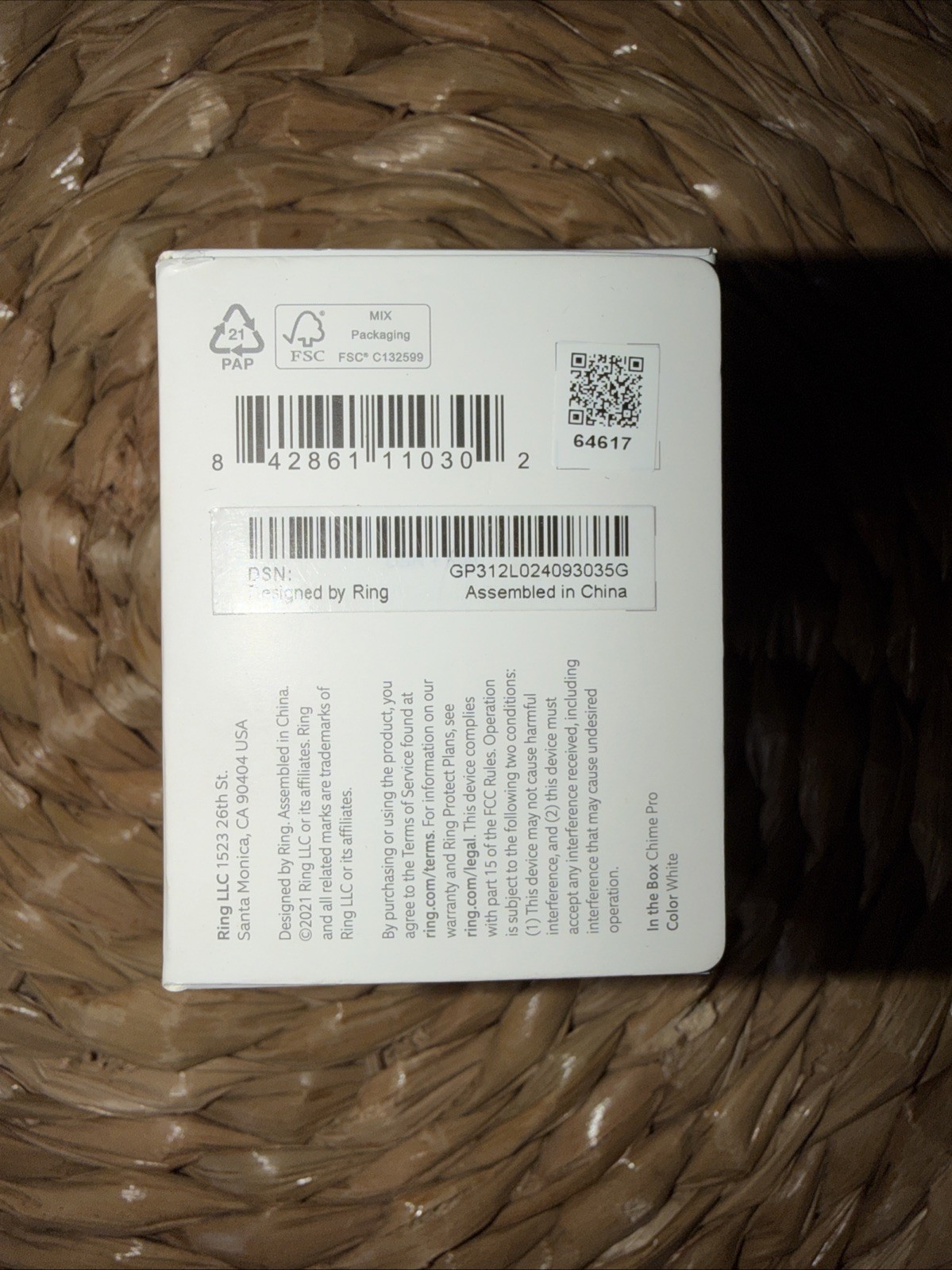 Ring Chime Pro Wi-Fi Extender for Smart Doorbell - White Unopened Box