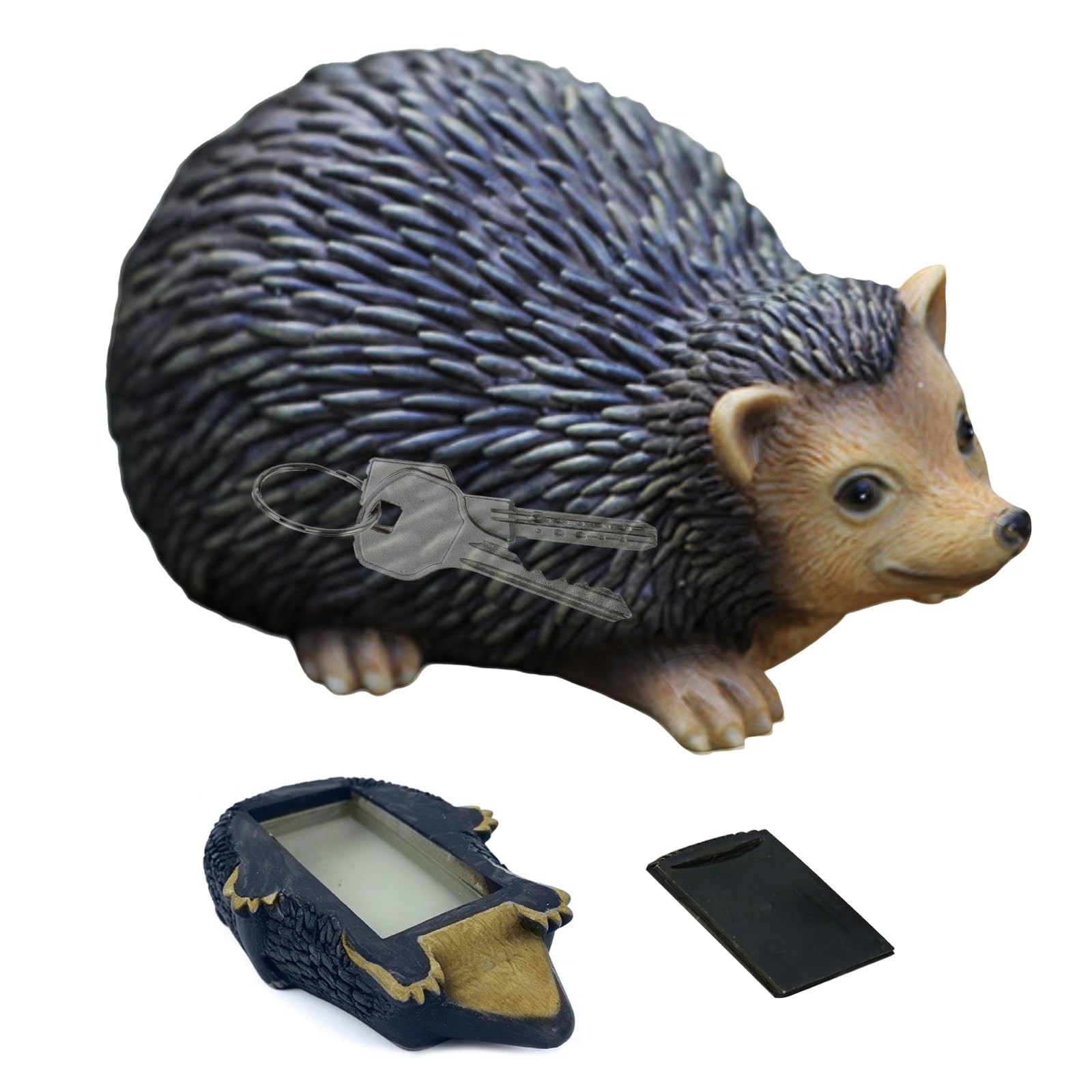 Resin Hedgehog Key Box, Outdoor Hide a Key Outside Rock Key Hider, Cute Anima...
