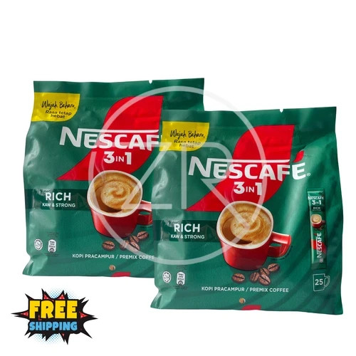 2 packs x 25 sticks Nescafe 3in 1 Rich Blend & Brew Instant Coffee