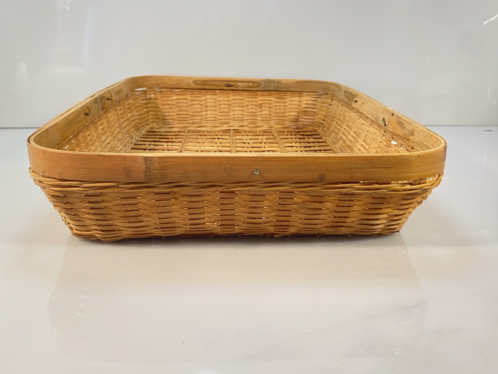 Rustic Farmhouse Rectangular Woven Bread/Serving Basket 14.75”x10.25”x2.5”