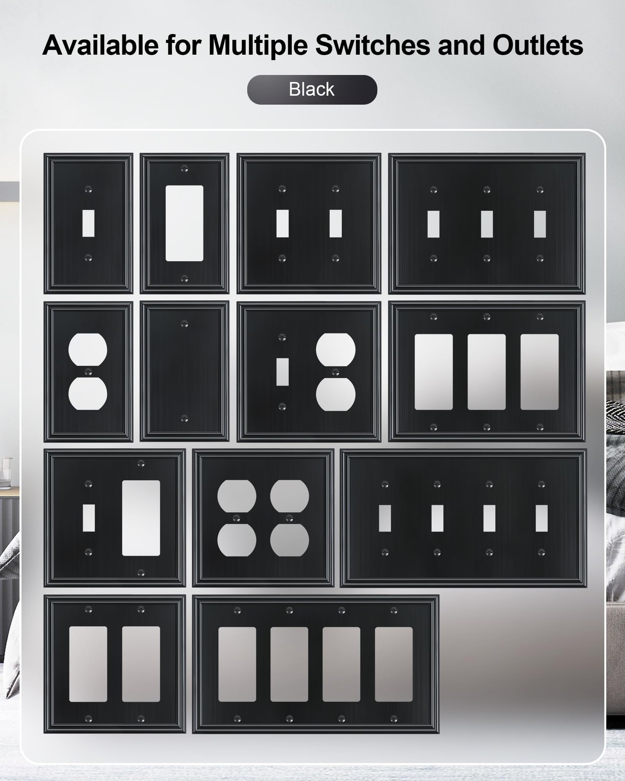 6-Pack Single Toggle Light Switch Cover Plate, Durable Solid Zinc Alloy Decor...