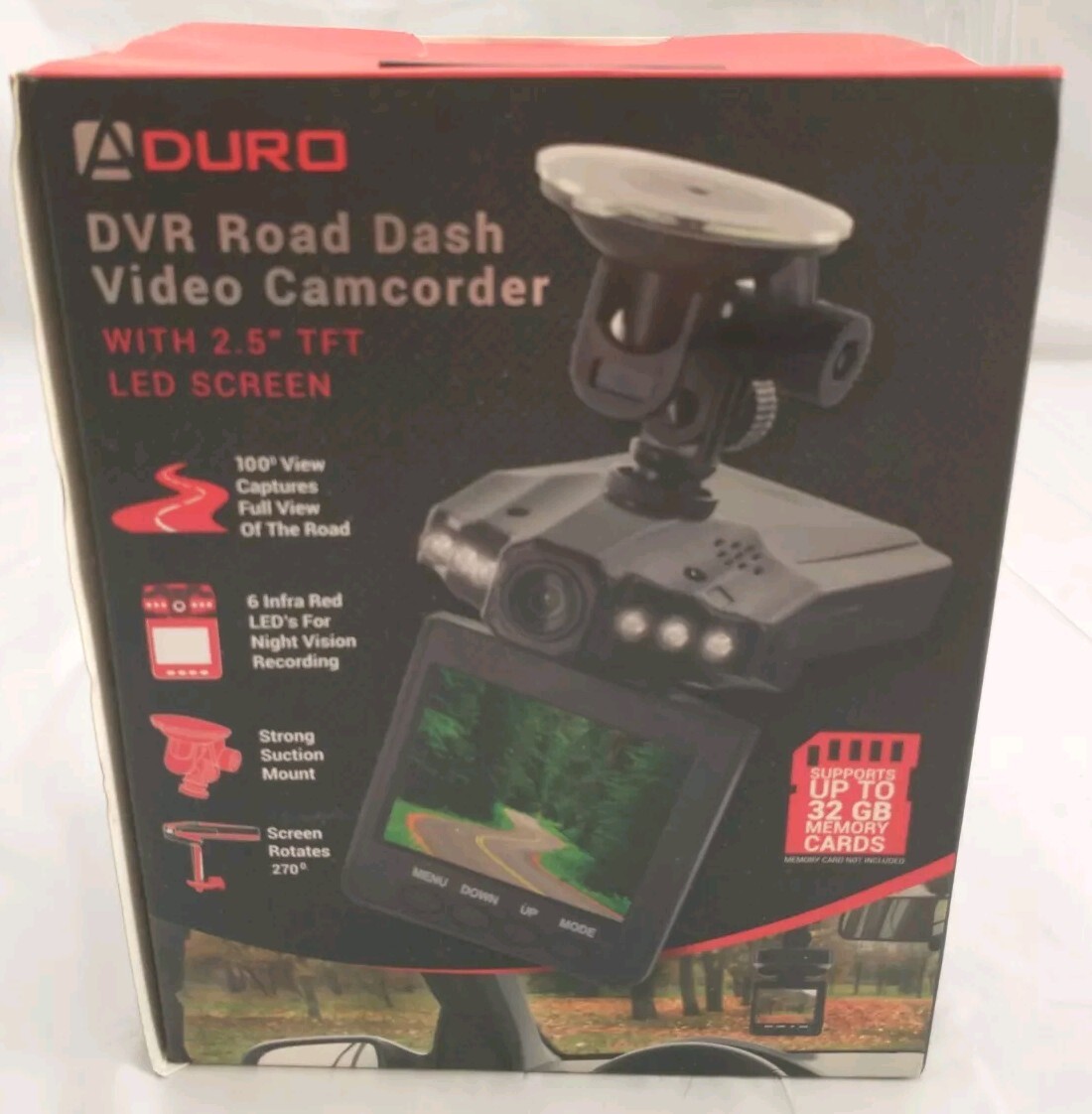 Dashcam Aduro DVR Road Dash Video Camcorder Security camera 2.5'' LED New Open