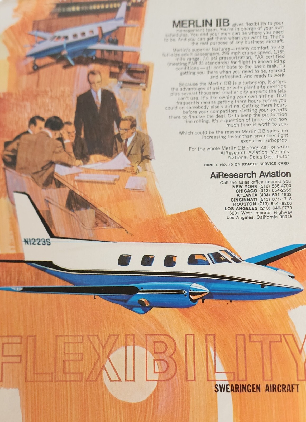Swearingen Aircraft Plane Picture Magazine Ad Retro 1970 Wall Art