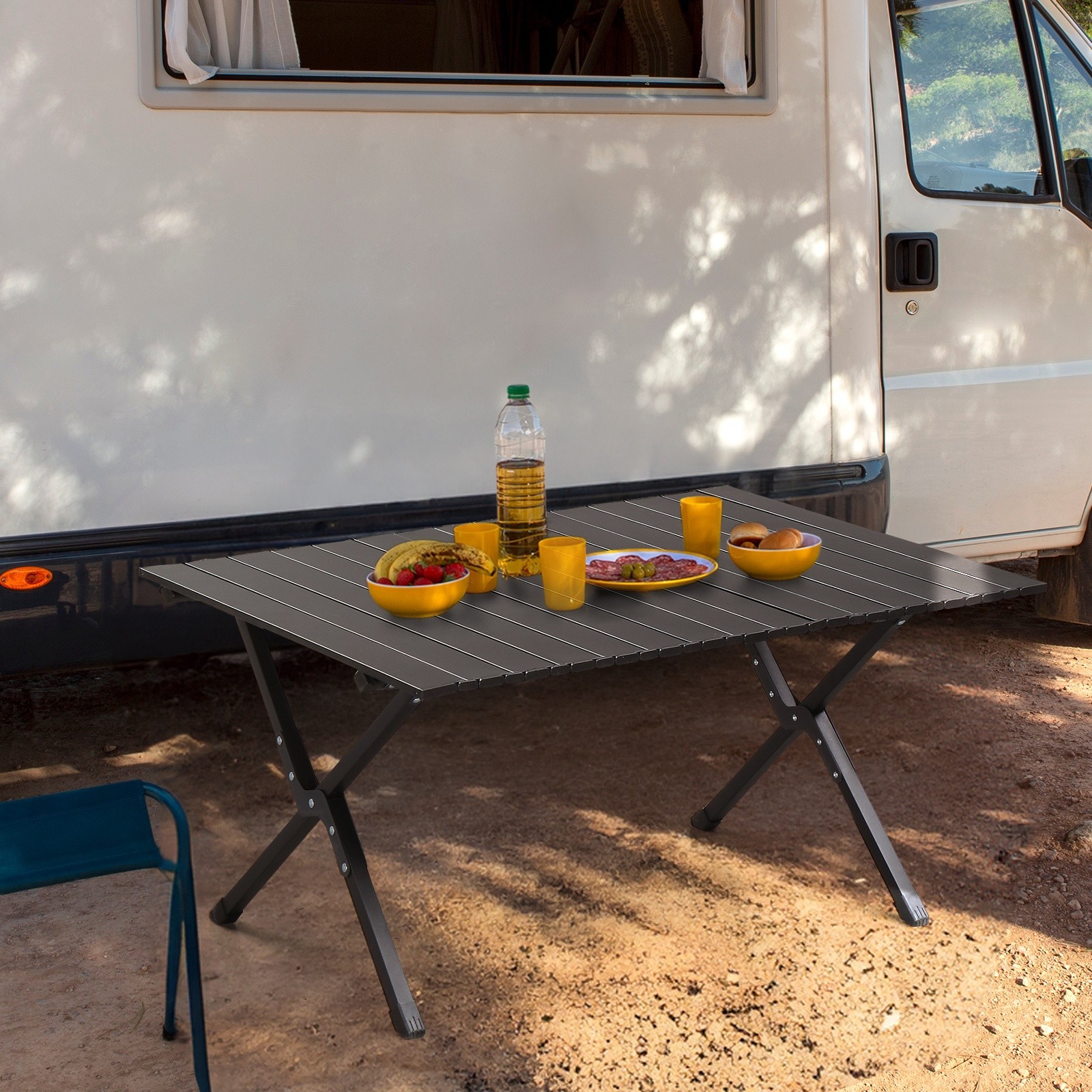 Folding Camping Table Portable Picnic Table, Lightweight Roll up Side Table