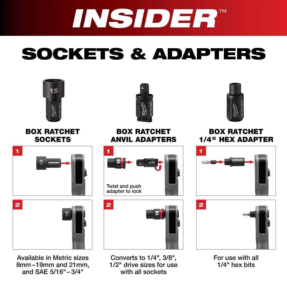 Milwaukee Insider Box Ratchet 3/8'' Anvil Adapter