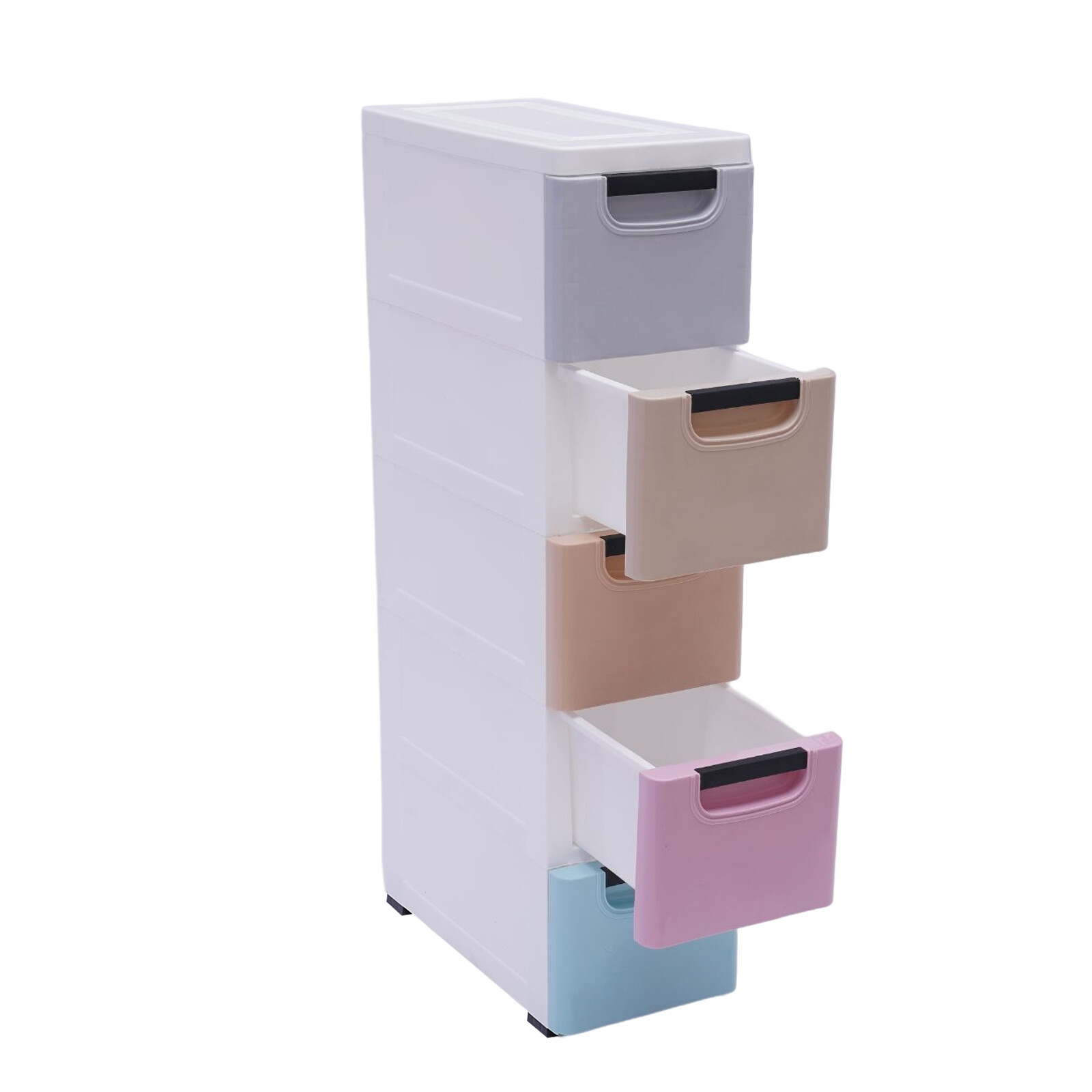 Stackable Vertical Storage Cabinet Clothes Storage Box w/5 Drawers PP Plastic