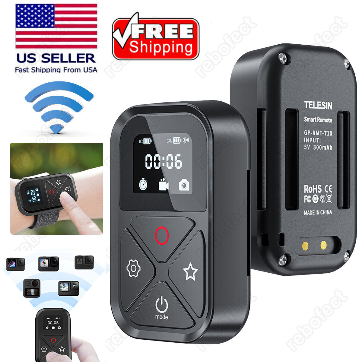 80M Smart Wireless Remote Control Camera Controller for GoPro 12/11/10/9/8/MAX