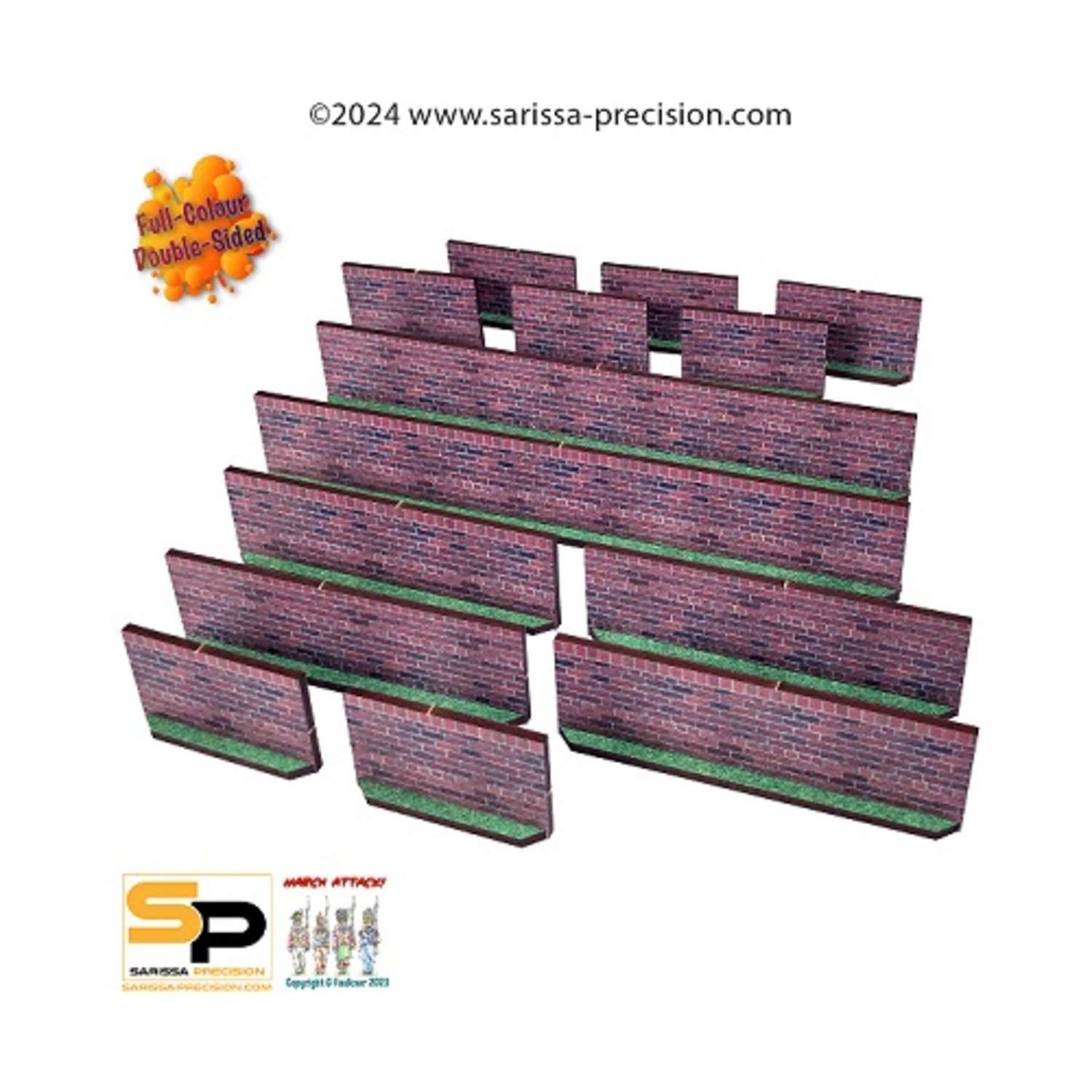 Sarissa Precision Terrain 28mm Wall Set - High Brick Pack SW (New)