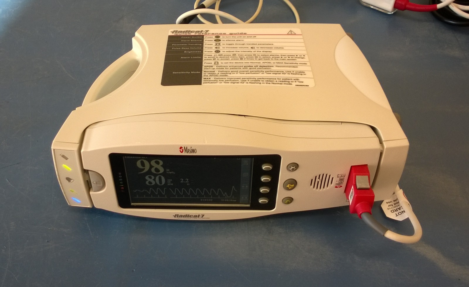 Masimo Radical 7 Pulse Co-Oximeter with RDS-3 dock and OEM accessories, Used