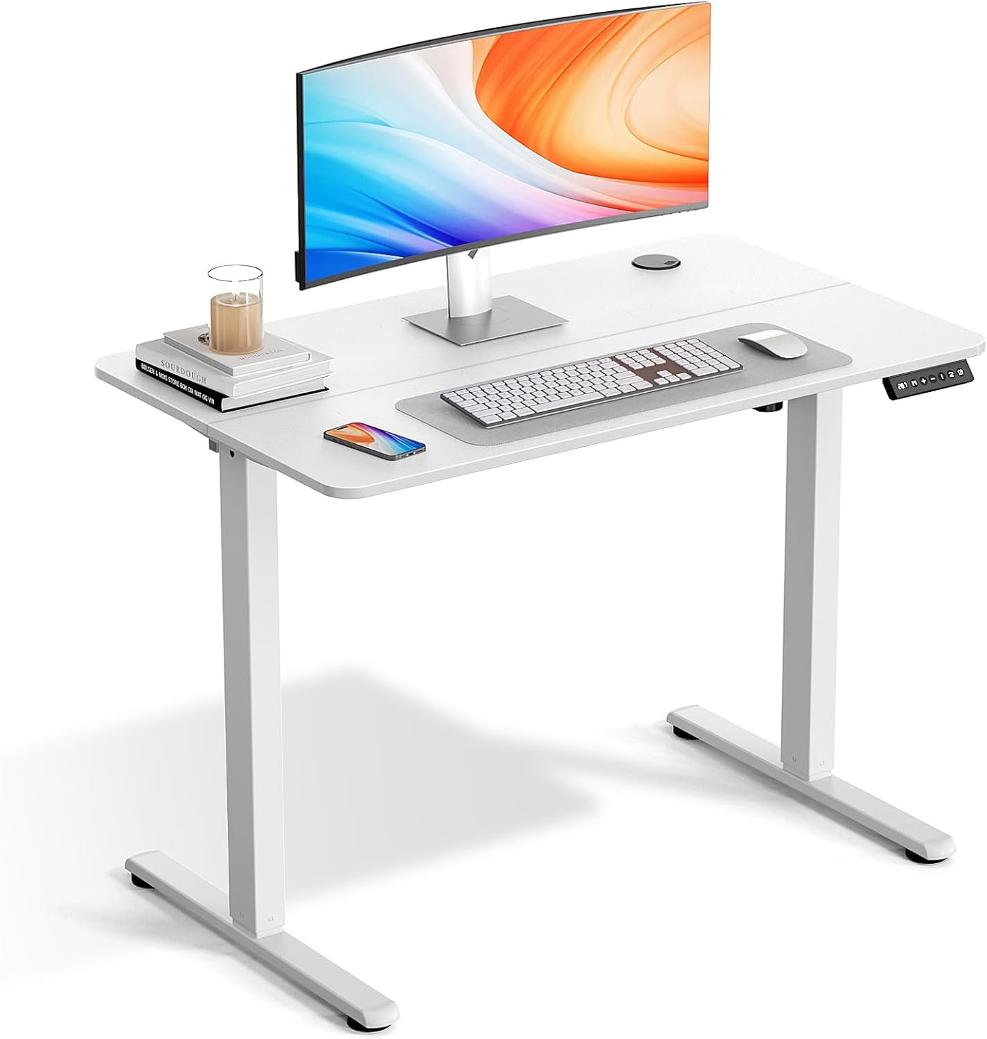 Electric Standing Desk Adjustable Height 40 X 24 Inch, Small Sit Stand Desk, Sta