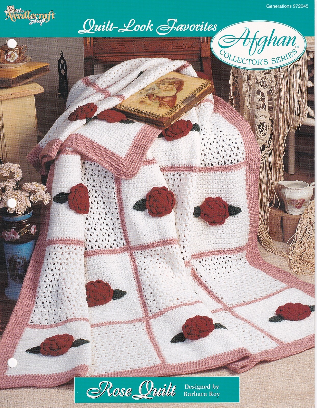 Afghan Crochet Pattern ROSE QUILT Quilt-Look Needlecraft Shop