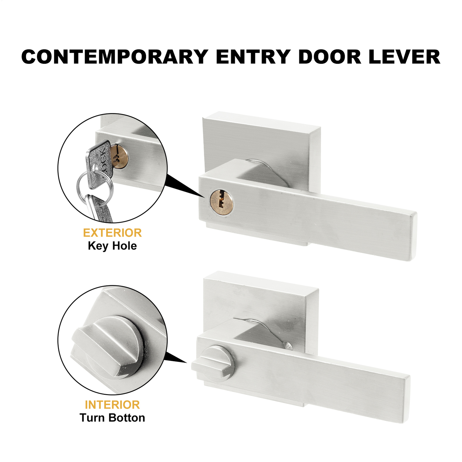 Heavy Duty Square Passage Door Levers Interior Door Handles Silver 12 Pack