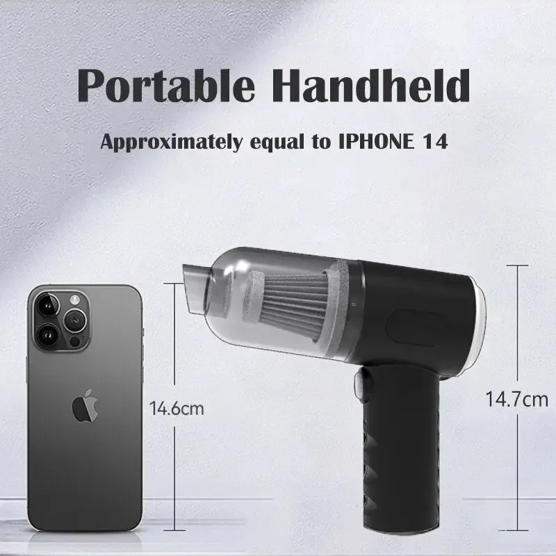 Portable Car Vacuum Cleaner 9000Pa Handheld USB Rechargeable