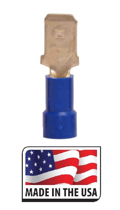 (100) 16-14 AWG VINYL QUICK DISCONNECT (MALE) .250 1/4 SPADE CONNECTOR USA