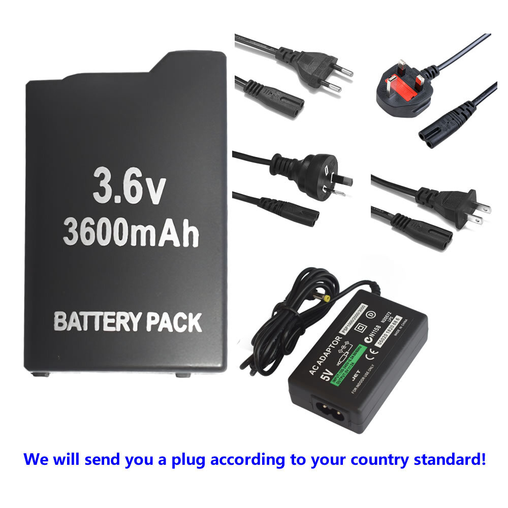 Rechargeable Battery + AC wall charger for Sony FAT PSP-110 PSP-1001 PSP 1000