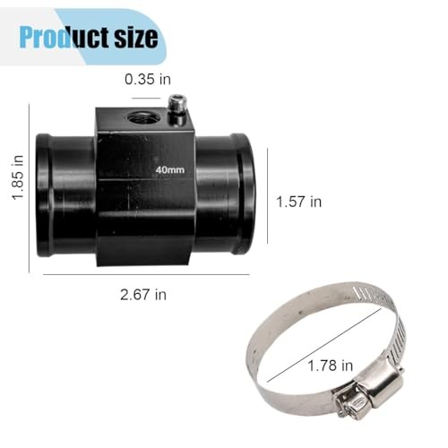 3PCS Auto Water Temp Joint Pipe, Aluminum Sensor Gauge Radiator Hose 40MM