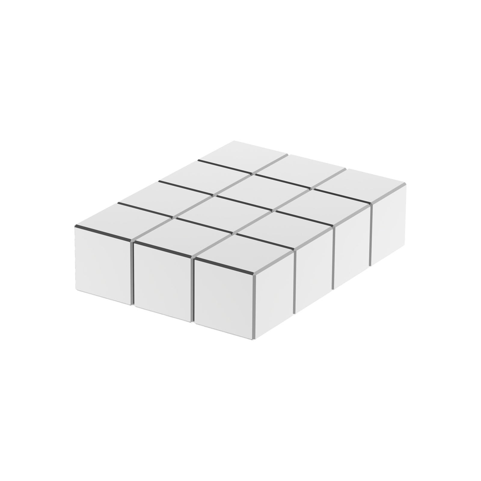 N52, 1/2" L x 1/2" W x 1/2" H Square Magnets - 12Pack, Block Rare Earth Magne...