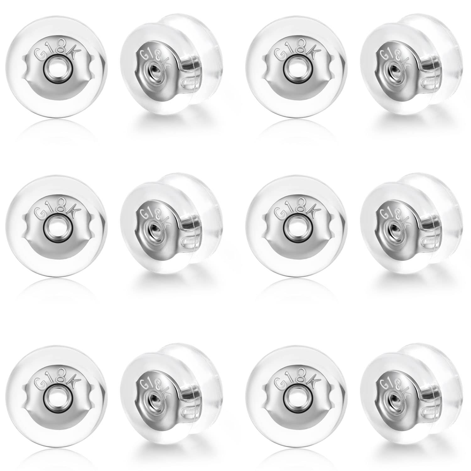 Earring Backs 18K Gold Locking Silicone Earring Backs Replacements for Studs/...