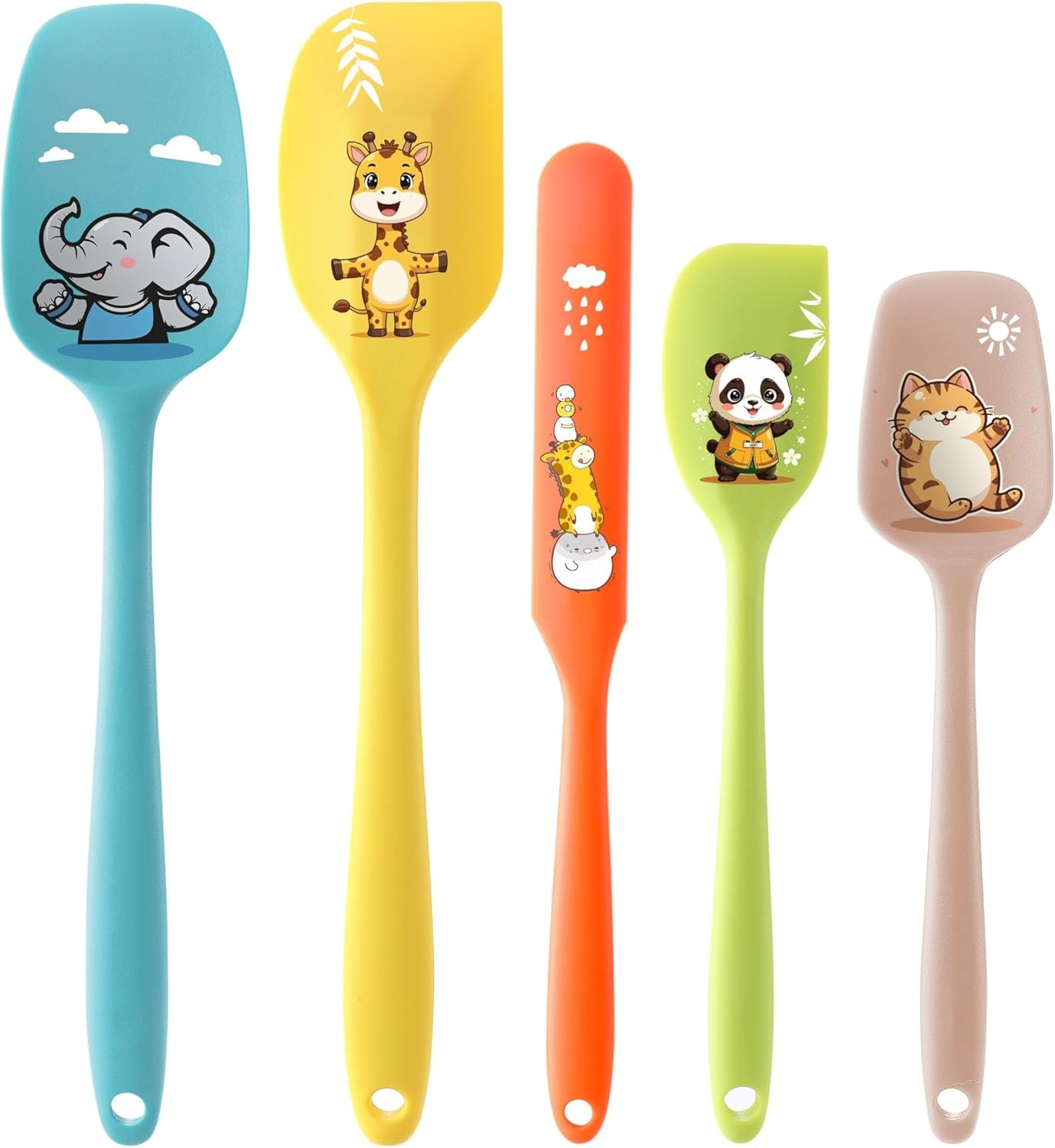 5PCS Silicone Rubber Spatula Set, DQELFA Heat Resistant 10.5*5, Multi-Colors