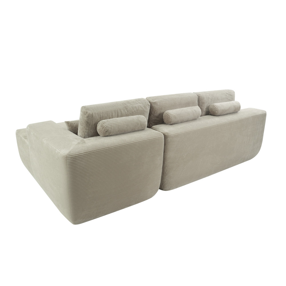 105" Modular Sectional Sofa w/ L-Shape Chaise, Corduroy Fabric, Camel