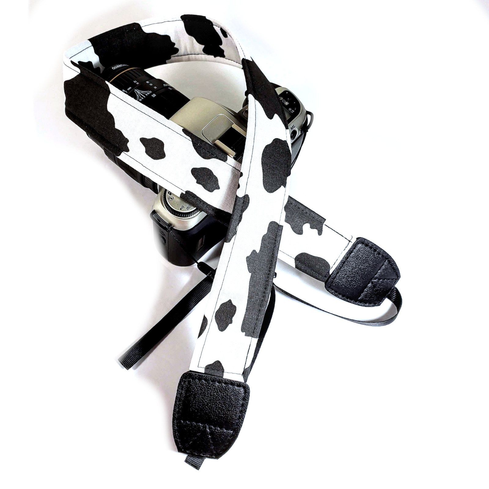 Black White Cow Camera Strap - Cow Camera Strap -Double Padded Comfortable