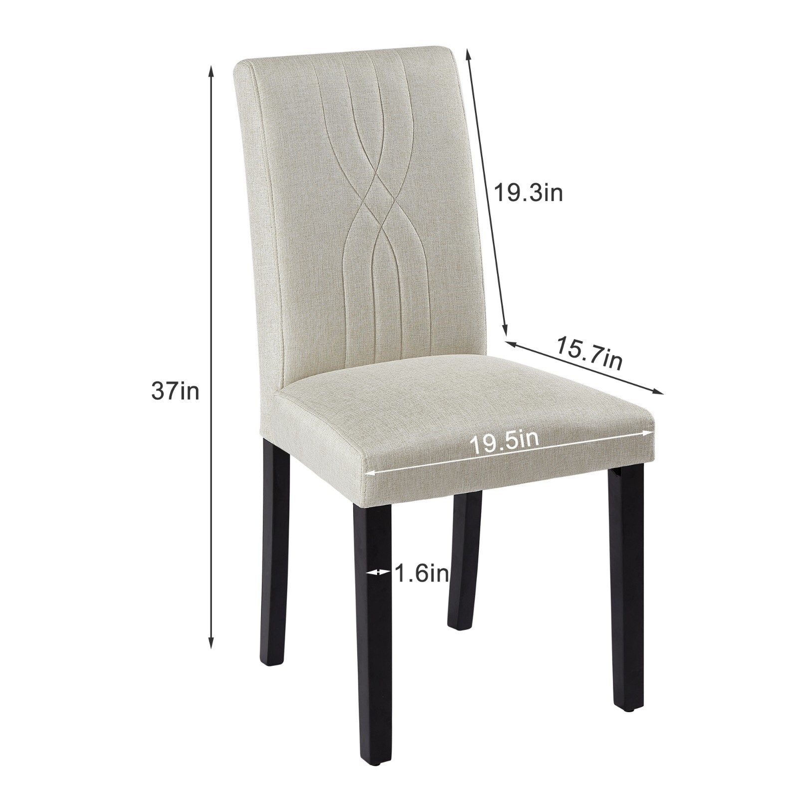 Set of 4 Fabric Upholstered Dining Chairs High Backrest Armless Chairs Kitchen