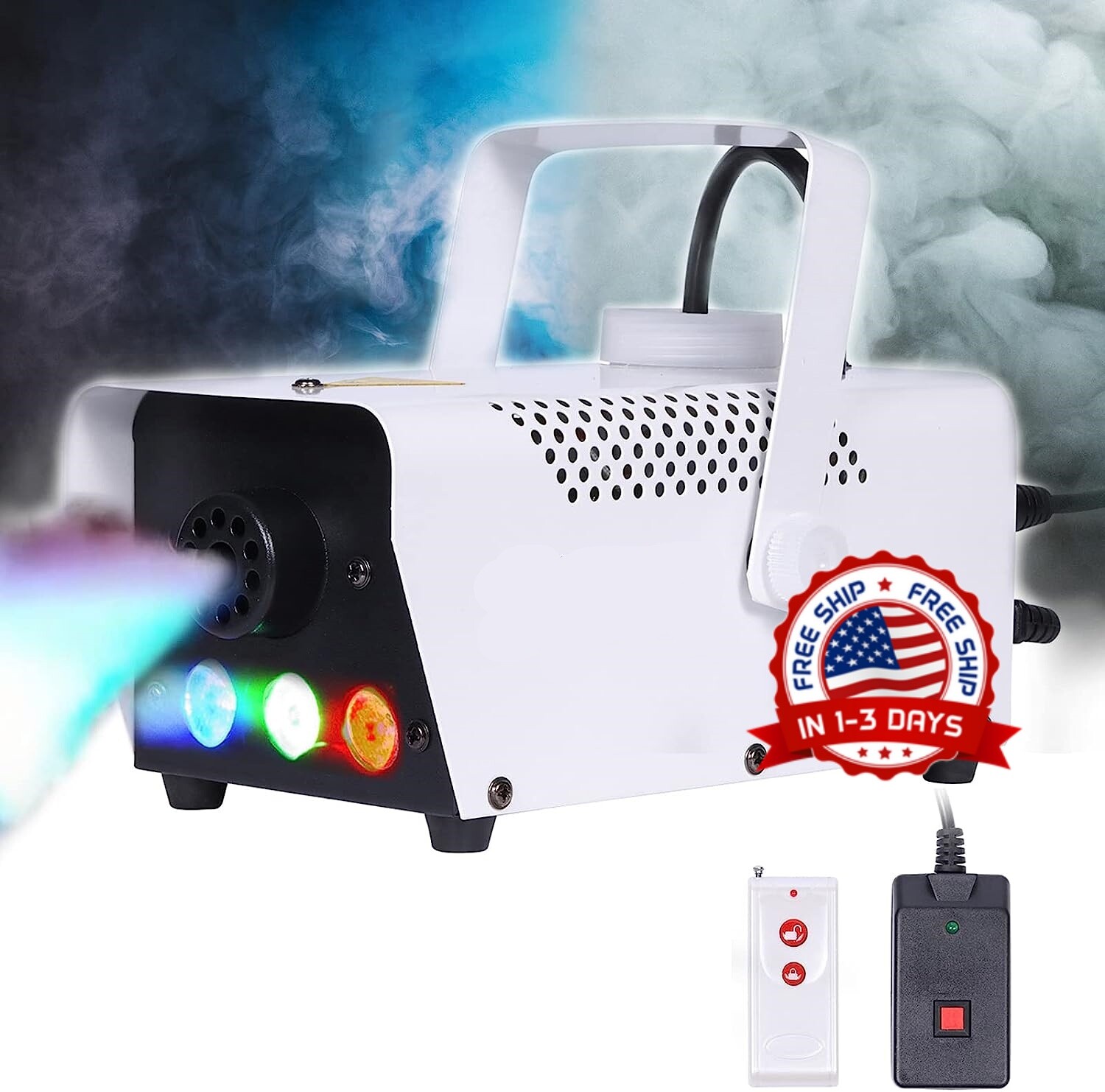 Maquina De Niebla Humo Profesional Luces LED RGB Con Control Remoto Para Fiestas