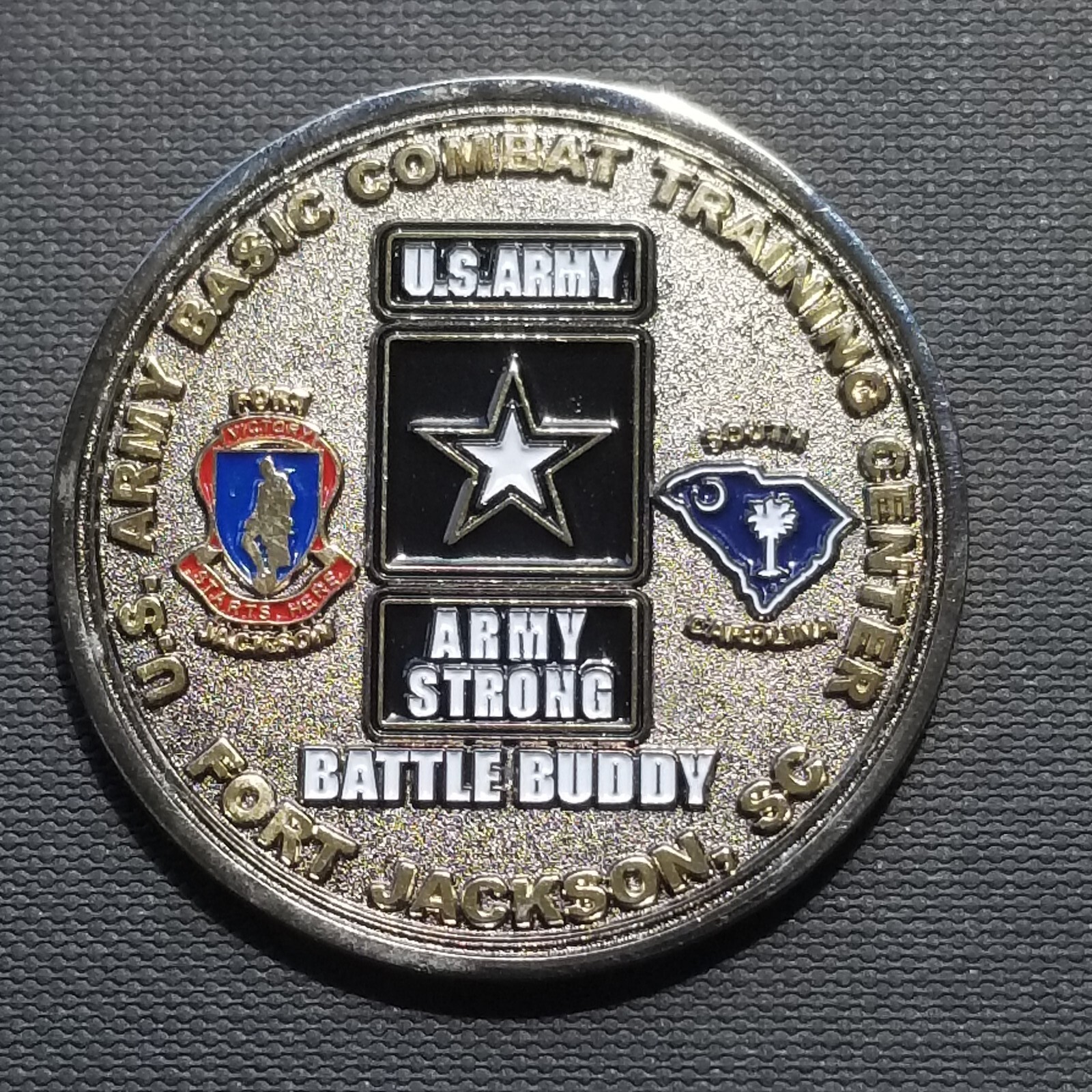 U.S. ARMY BASIC TRAINING, FORT JACKSON 2015 (BATTLE BUDDY) CHALLENGE COIN 1.75"