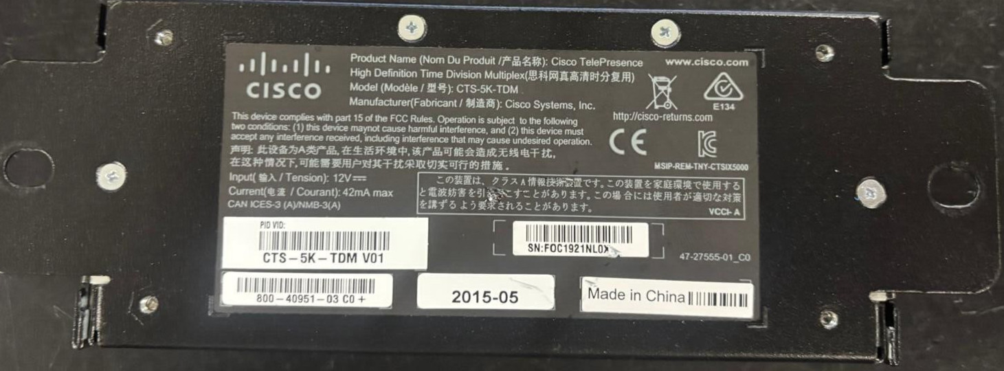 Cisco TelePresence HD Time Division Multiplex CTS-5K-TDM