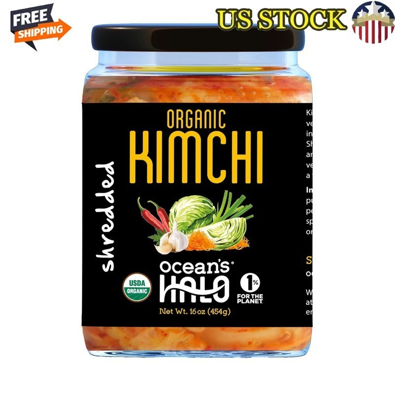 Organic Kimchi Vegan 16oz Jar Non-GMO Gluten-Free Ready-to-Eat Shelf-Stable New