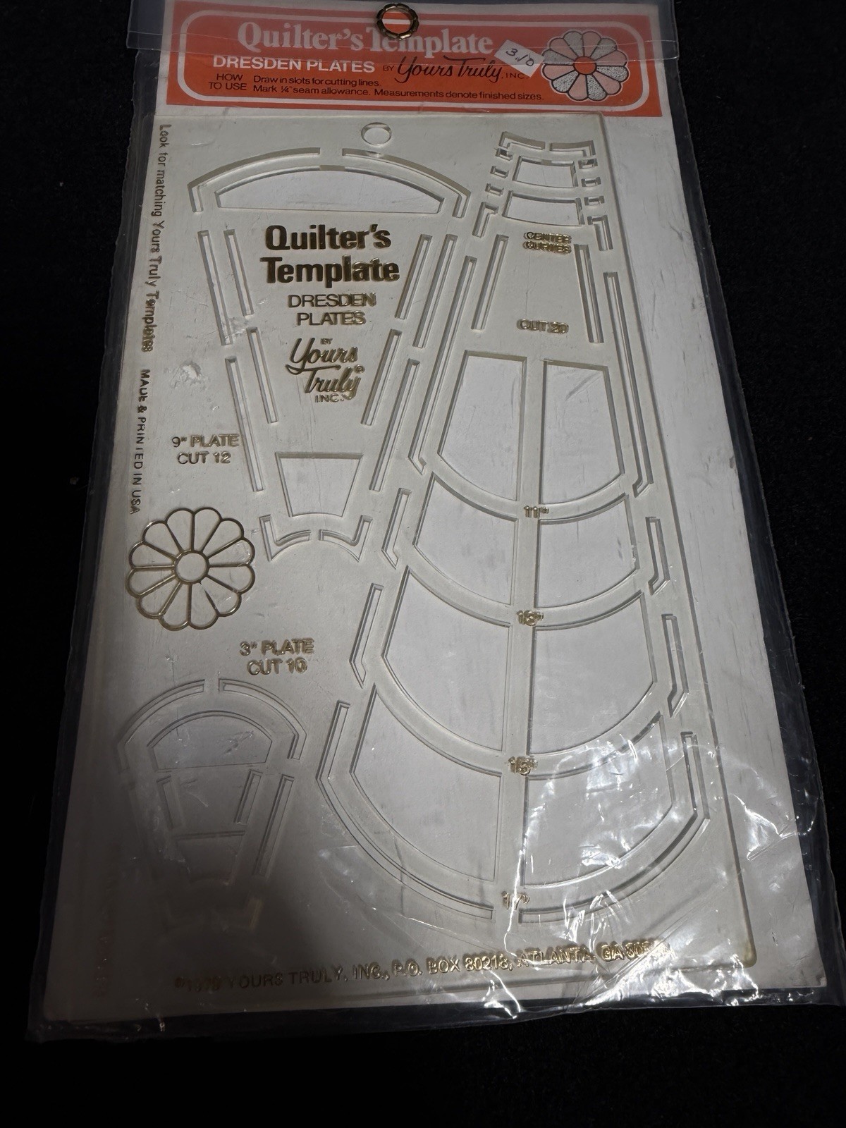 Quilters Template Dresden Plates Yours Truly Inc. Brand New in Sealed Package