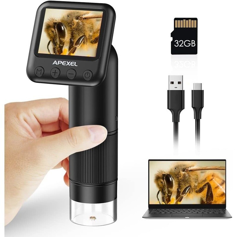 Portable Digital Microscope 400X 800X LCD Screen Rechargeable Educational Tool