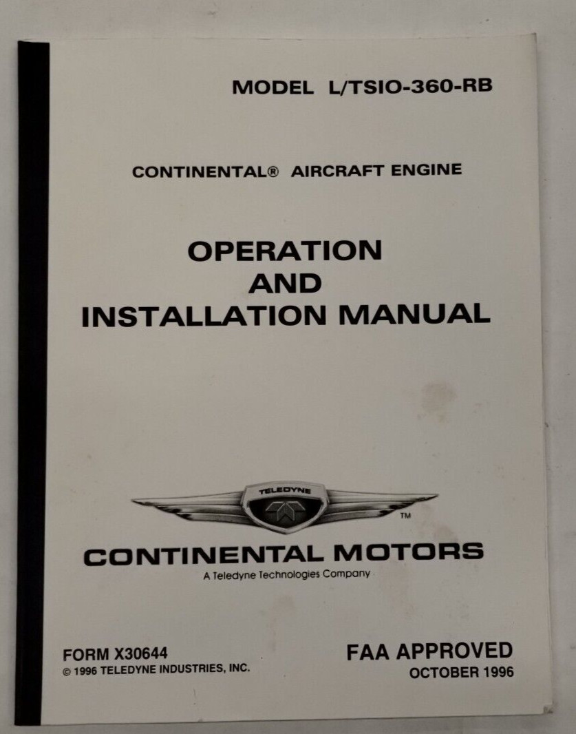 Continental Aircraft Engine Model L/TSIO-360-RB Operation & Installation Manual