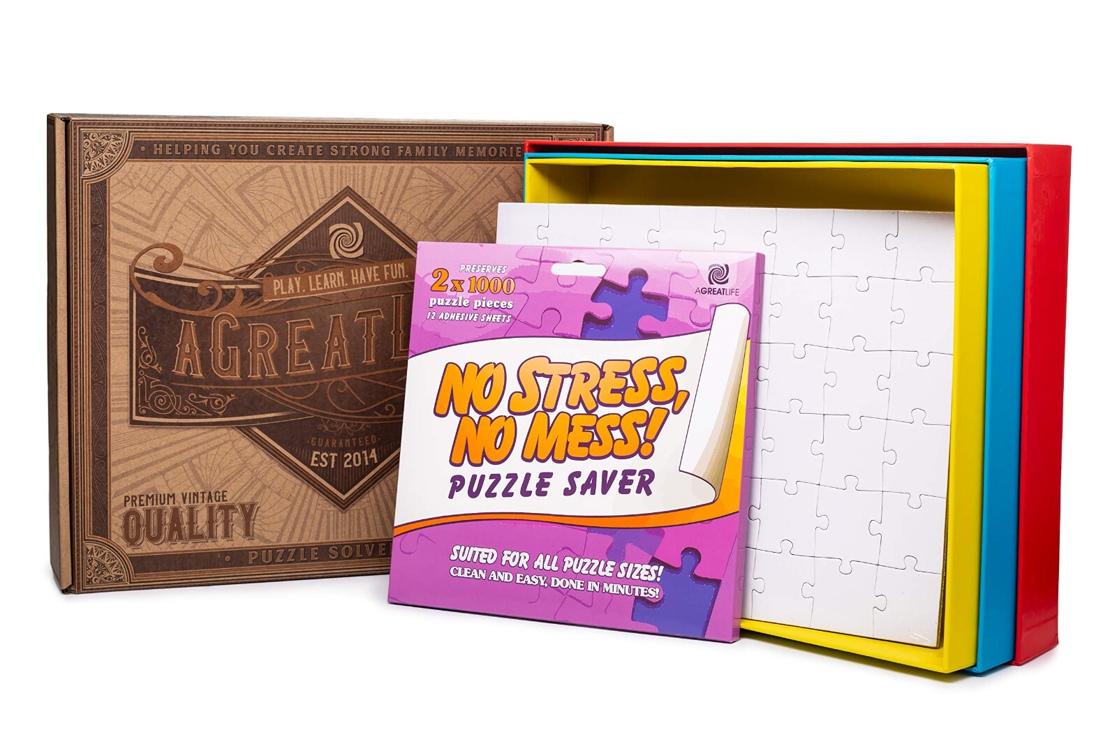 AGreatLife Puzzle Solver Set Organizer Sorting Trays Saver Adhesive Sheets