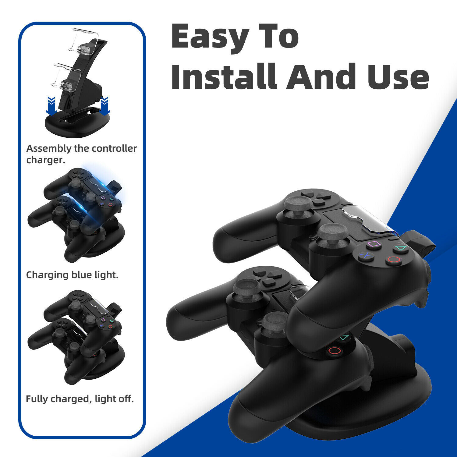 For PS4 PlayStation4 Controller Dual USB Charger LED Dock Station Charging Stand