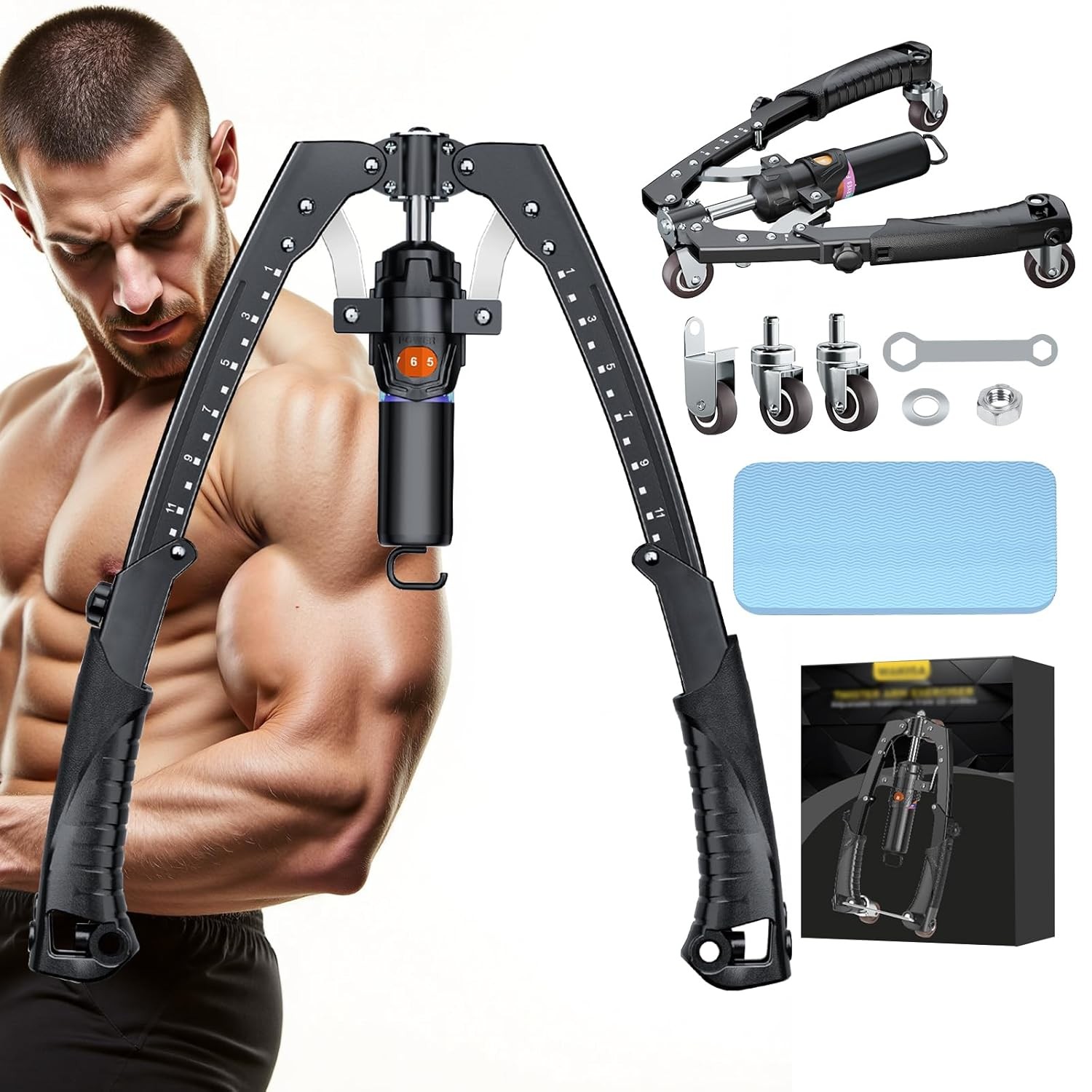 Twister Arm Trainer, 3 in 1 Hydraulic Power Chest Workout Equipment with Ab Roll