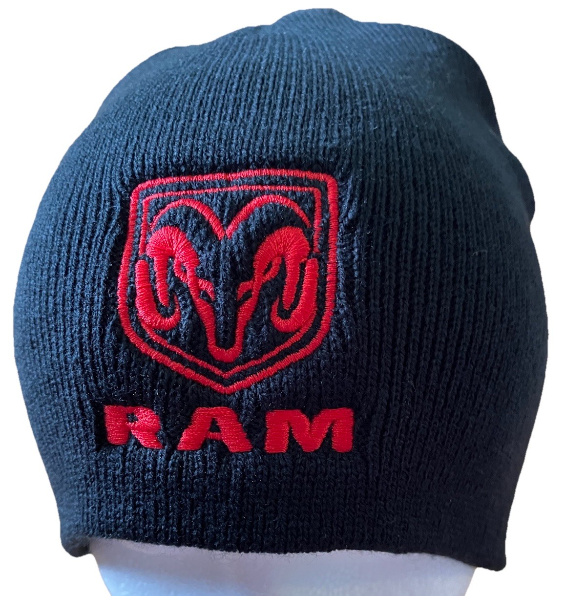 Dodge Ram  BEANIE CAP/HAT BLACK Embroidered Large Logo OS New
