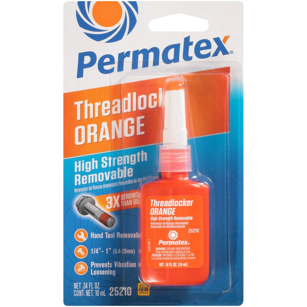 25210 High Strength Removable Threadlocker Orange Liquid, 10 Ml
