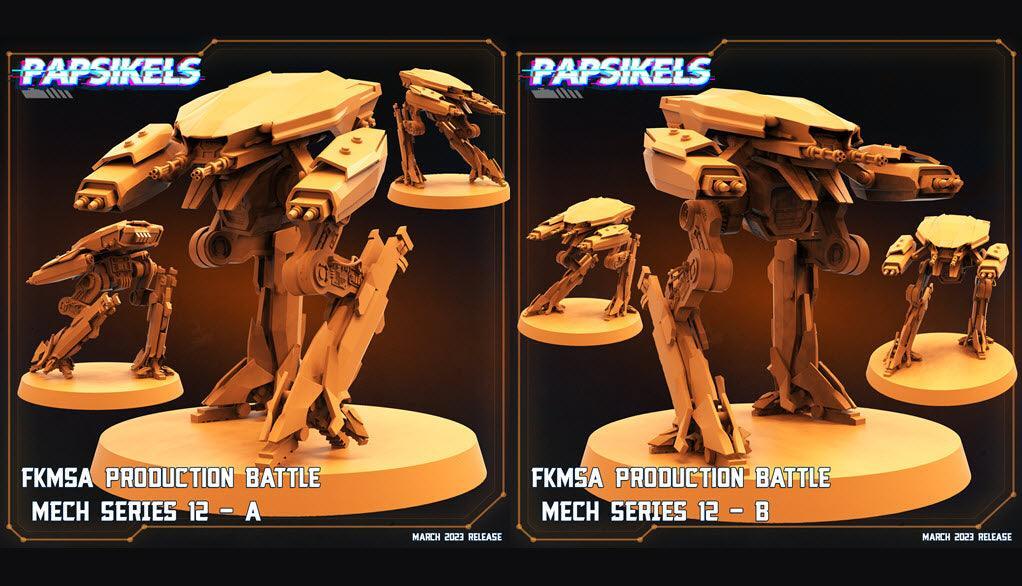 3D Printed Papsikels - Fkmsa Production Battle Mech Series 12 Set - 28mm 32mm