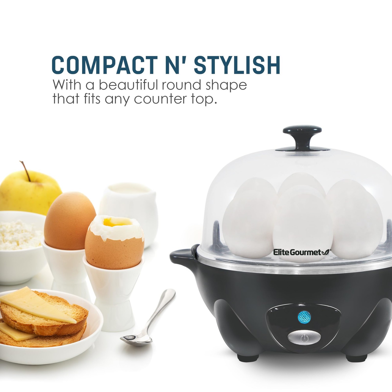 Rapid Egg Cooker set 7 Eggs Ash Grey Steamer kitchen tool kit