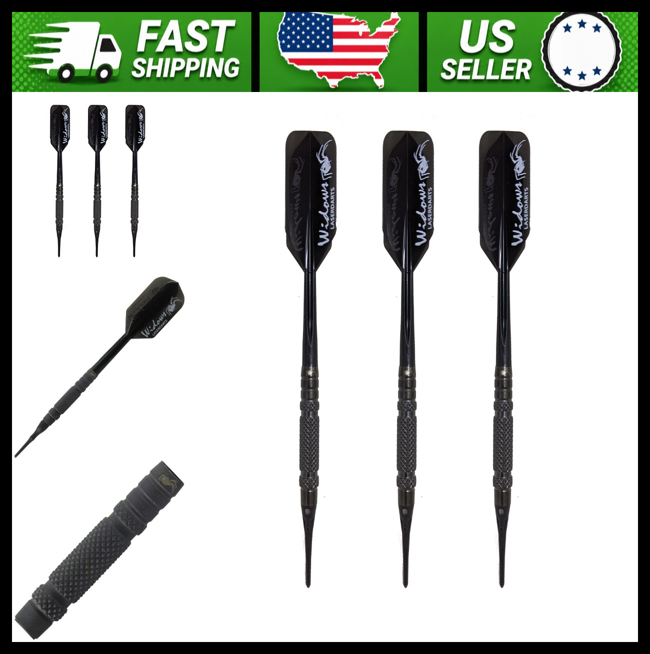 Black Widow Soft Tip Tungsten Darts 20 Gram Knurled Barrel