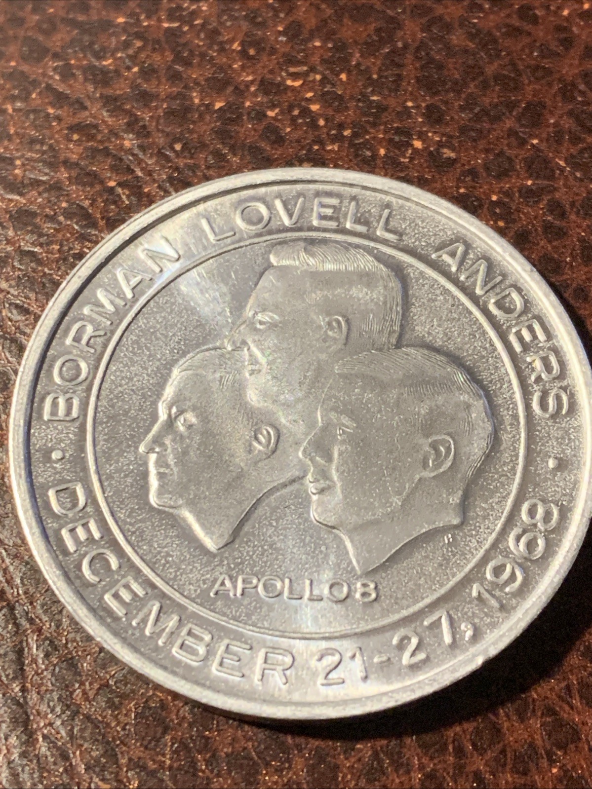NASA  1st Lunar Flight ** FLOWN Metal ** APOLLO 8 / Borman Lovell Anders Token