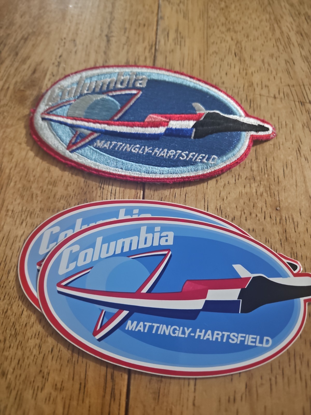 NASA Columbia Space Shuttle Mattingly-Hartsfield Astronauts Stickers And Patch