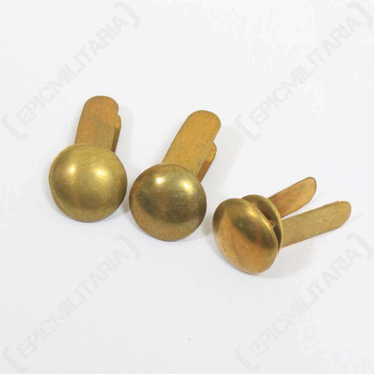 SET OF 3 HELMET SPLIT PIN RIVETS - BRASS - Repro German Stahlhelms WW2 Washer