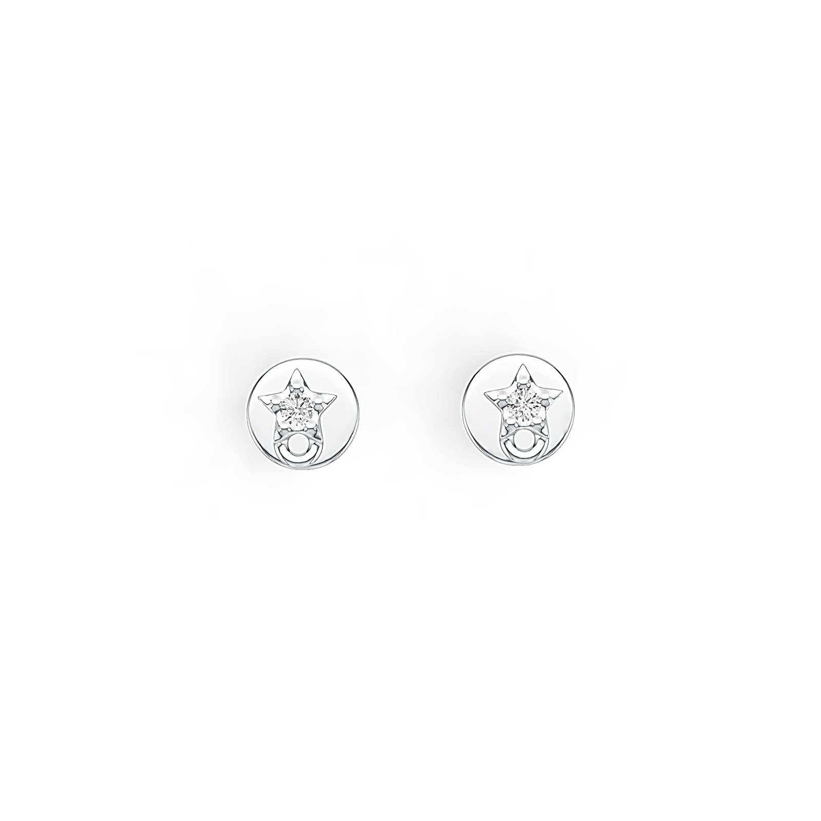 Sterling Silver Star Stud Earrings with White Topaz or Moissanite